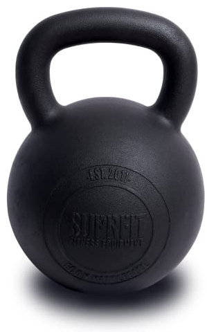SUPRFIT - Econ Professional Kettlebell 44Kg - Pulverbeschichtete Kugelhantel aus massivem Gusseisen für Fitness, Crossfit & Krafttraining - Schwarze Kettlebells Hantel für Homegym und Fitnessstudios
