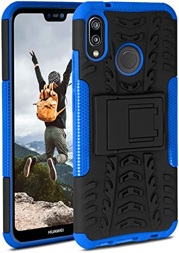 ONEFLOW Tank Case für Huawei P20 Lite Hülle Outdoor, stabile Panzerhülle mit Kamera und Display Schutz, sichere Handyhülle, TPU Handy Schutzhülle mit Ständer, Blau Schwarz