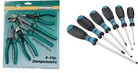 Brüder Mannesmann Zangensatz 4-tlg., M10997 & HAZET Schraubendreher-Satz 810SPC/6