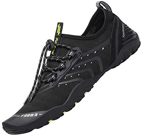 SAGUARO Badeschuhe Herren Wasserschuhe Damen Barfuss Schuhe Sport Schwimmschuhe Barfußschuhe Gegen Seeigel Aquaschuhe rutschfest Strandschuhe Leicht Neoprenschuhe Barfussschuhe Neu 1-Schwarz, Gr.43