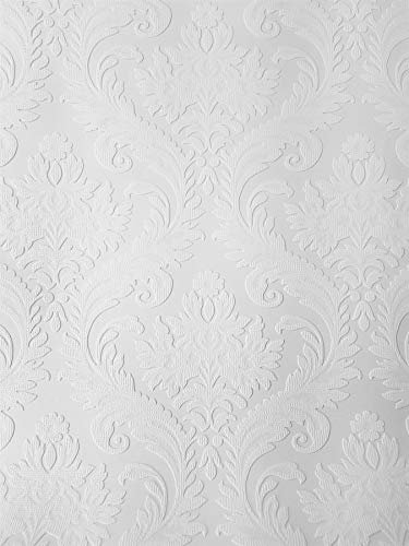 YöL Anaglypta White Paintable Damask Wallpaper Vinyl Wall Ceilings Washable Textured from