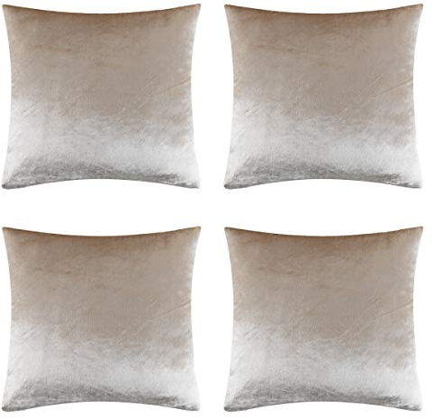 GIGIZAZA Samt Kissenbezug 45x45 cm Creme Weiß Kissenbezüge 4er Pack Kissenhülle Dekokissen für Wohnzimmer Schlafzimmer