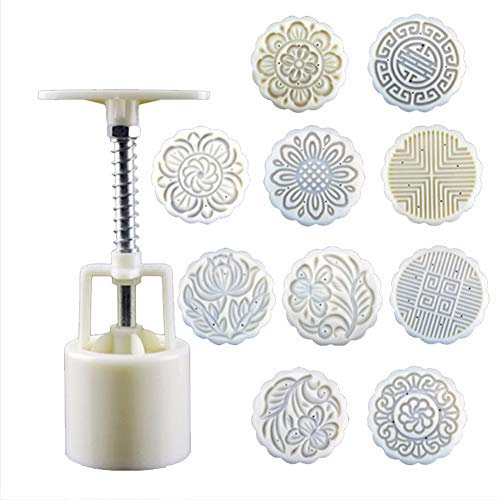 ECOSWAY 100g 50g Round Pastry Mooncake Mold Cookies Mooncake Mould with Flower Stamps