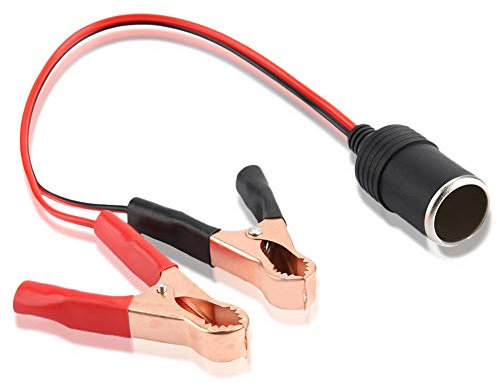 Gorgeri Cigarette Lighter Socket to Clip, Car Cigarette Lighter Female Socket Adapter to Battery Crocodile Clip Clamp Cable