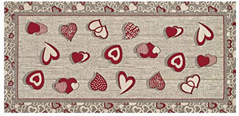 HomeLife Tapis Cuisine Devant Evier Lavable Fabriqué en Italie | Tapis Couloir, Cuisine Long Antitache, Tapis de Cuisine Antidérapant et Lavable | Tapis de Passage (55X80 Cœur Rouge)