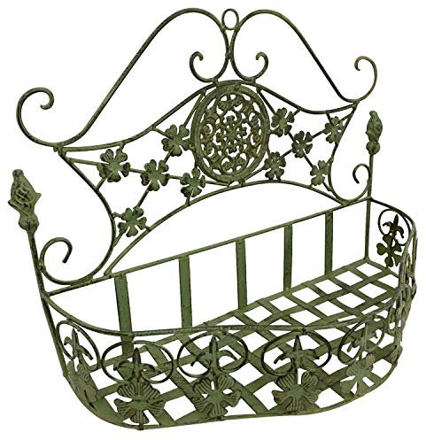 aubaho Wandkorb Wandregal Regal Garten Gartenregal Eisen Antik Stil grün 41cm