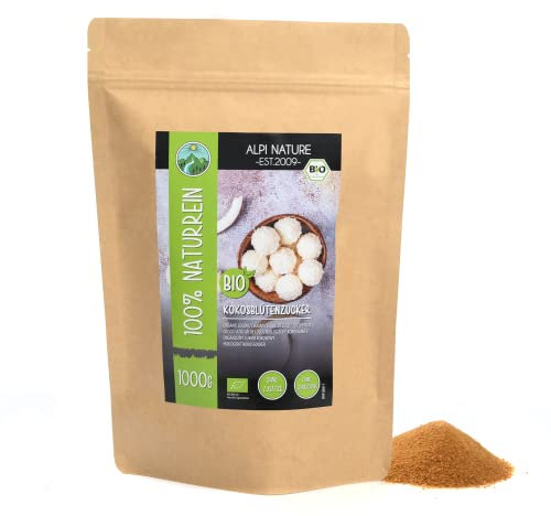 Alpi Nature Zucchero di Cocco BIO Non Raffinato 1kg, Zucchero Non Raffinato di Fiori di Cocco