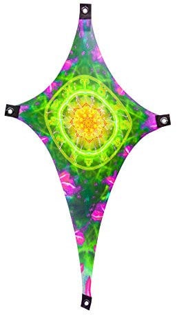 PSYWORK Schwarzlicht Segel Spandex | Drache S Zodiac Signs Green | 0,55 x 1,10m | UV-aktiv | Leuchtend | Wandtuch Wandbehang Stoff Neon Deko Party Tuch Tapestry Poster PSY Goa