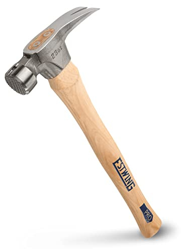 ESTWING Pro California Hammer - 23 oz Rip Claw Hammer with Milled Face & Hickory Wood Handle - MRW23LM