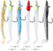 6Pcs Esca da Pesca Morbido Silicone T Coda Esca Artificiale con Gancio Tagliente 22g esche da pesca coda a pala anguilla affondanti Swimbaits di sabbia comprese 2 maschere da pesca luminose per luccio