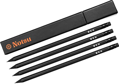 Notsu 4pc Black Pencils #2 Set | All Black Wood Writing Pencils