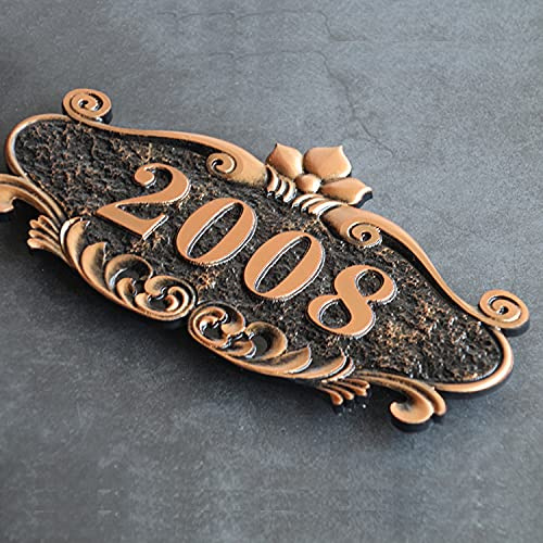 Número de casa personalizable, placa de pared de acrílico autoadhesiva, personalizable, simulación de latón, placa de puerta grabada, número de puerta, para casa, familia, hotel, escuela, 1-4 números