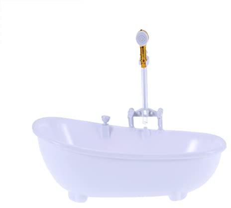 TOYANDONA 1Pcs Doll Bathtub Toy, Electric Water Spraying Bathtub Toy Doll Tub with Shower Head for house (White/Without Battery)