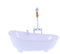 TOYANDONA Electric Water Spraying Bathtub Toy With Shower Head for Dollhouse (White/Without Battery)