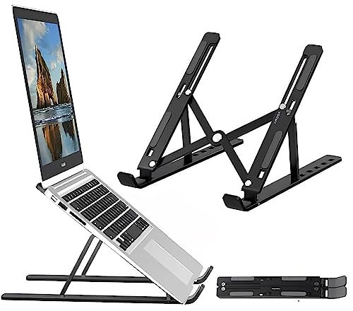 SYXLS Supporto per Computer Portatile, Regolabile Supporto per Tablet, Supporto Ergonomico e Pieghevole, Ventilato Porta Notebook Pieghevole, Per 10-15,6 Laptops
