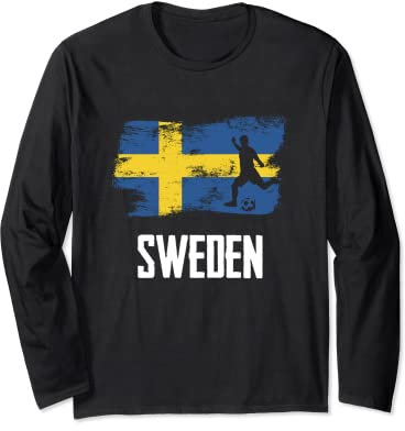 Sweden Flag Jersey Swedish Soccer Team Swedish Langarmshirt