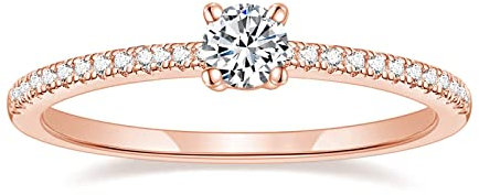 Titaniumcentral Vorsteckring Damen Eternity Ringe Schmal Rund Zirkonia Verlobungsringe Eheringe Versprechen Ring (Rosegold,60 (19.1)