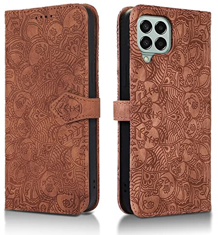Succtopy Handyhülle für Samsung Galaxy M53 5G, PU Leder Hülle mit Kartenfächer und Standfunktion, Flip Wallet Case Schutzhülle für Samsung Galaxy M53 5G (Braun)