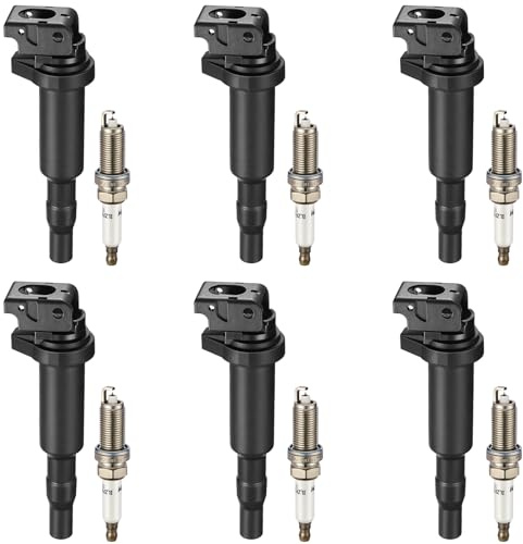 BDFHYK Zündspulen-Set und Doppel-Iridium-Platin-Zündkerzen, kompatibel mit BMW 328i xDrive 528i X3 525i 530i 325i 325xi 330i 330xi X3 Z4 X5 3.0L 2.5L L6 0221504470 121200322 137 U. F592, 6er-Set