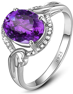 AMDXD Silber 925 Damen Ring, Bow-Knot Pärchen Ringe Hochzeitsring Simulierte Lila Amethyst Antragsring Gr.56 (17.8)