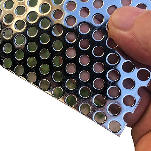 FengYoo Chapa perforada de acero inoxidable 304 - Placa de acero perforada - Apertura de 5 mm, grosor 1,1 mm, 300 x 150 mm - Placas de chapa