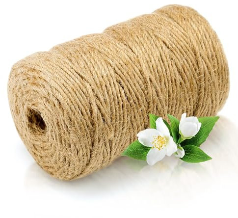 Abio Jute-Schnur 200m 2-3mm Jutegarn Reissfest 100% Natur Jute Kordel Deko Paketschnur Naturfaser Dekoration Verpackung Bindegarn Hanfschnur Spagat Hanfband Juteband (Natur)