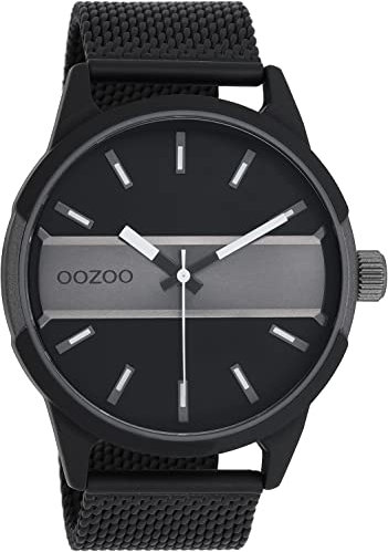 Oozoo Timepieces Herren Uhr in Schwarz Dunkelgrau| Armbanduhr Herren mit Mesh Metallarmband | Hochwertige Uhr für Männer | Edle Analog Herrenuhr in rund C11109