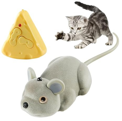 DesignBox Remote Control Mouse Toy, Wireless Control Realistic Rat Scary RC Mice Toy For Cat Kitten Dog Pet Novelty Gift Trick Bugs, Kids Children Halloween Christmas Birthday Present (Lighter Grey)