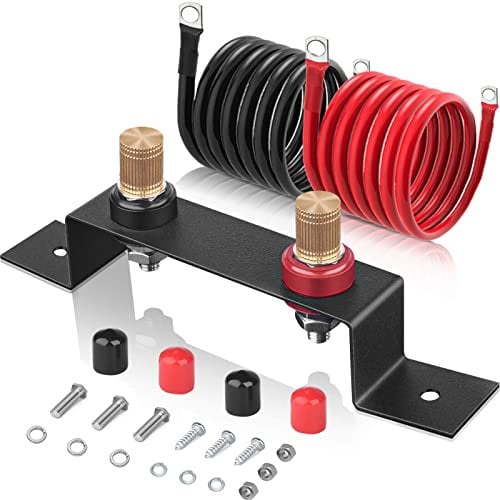 Battery Jump Post Kit with 𝟱𝟵.𝟬𝟲𝗶𝗻𝗰𝗵 Cable and Metal Insulation Mounting Bracket,Outdoor Heavy Duty Remote Battery Charging Posts Battery Terminals Relocation Kit,Waterproof Charging Tool