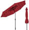 COSTWAY 3m Garden Parasol, 24 Solar Powered LED Lights Patio Umbrella with Tilt and Crank Handle, UV Protective Outdoor Table Sun Shade for Deck Yard Pool (Burgundy)