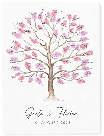 Leinwand Hochzeit Fingerabdruck personalisiert Hochzeitsbaum Hochzeit Gästebuch Mal Anders Alternative mit Baum für Fingerabdrücke 30x40 cm (OHNE Farbe)