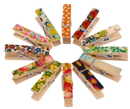 Bunte Wäscheklammern für Karten und Papier Halloween Mottoparty | Notizzettelhalter, Malutensilien, 100 Stück, für Babyshower und Party, Kleine Klammern Holz Zufällige Farbe