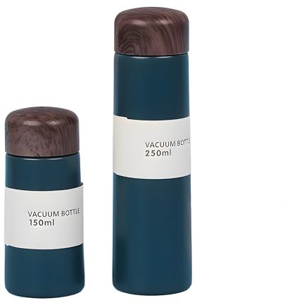 Bottiglie isolate da 250 ml, mini thermos in acciaio inox con venature del legno portatile mini tazza da caffè con perdite di tè per casa viaggi attività all'aperto (blu)