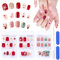 MELLIEX 72 Stück Weihnachten Press on Nails Kurz, Full Cover Künstliche Nägel Weihnachts Ballerina Fingernägel zum Aufkleben mit Kleber für Frauen