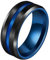 JewelryWe Ring Herren Edelstahl Gebürstet: 8mm Breit Edelstahl Herren-Ring Blau Rille schwarz gebürstete Oberfläche Männer Eheringe Band mit Gravur für Versprechen Verlobung Hochzeit Größe 70