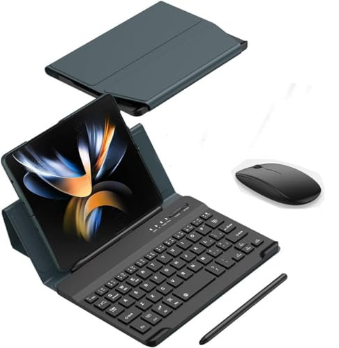 Galaxy Z Fold 5 Keyboard-Mouse Set with S Pen, Compatible for Samsung Galaxy Z Fold 4 5G Keyboard Mouse Combo + Writing Pen (Stripes)