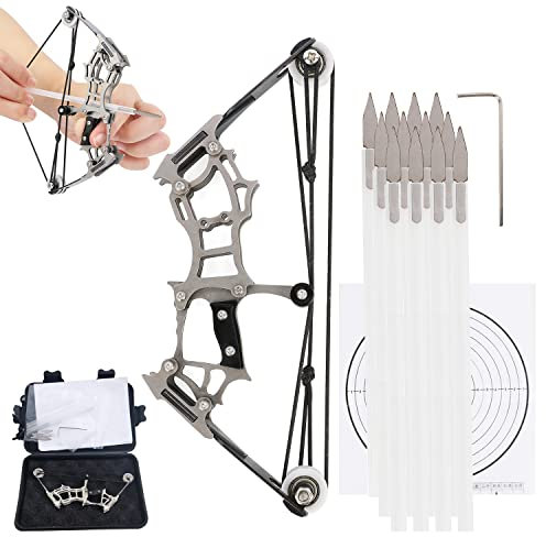 surwolf Mini Compound Bogen und Pfeile Set für Jugend Zielschießen Outdoor Schießen Taschenbogen Bogenschießen Geschenk (Type 1-S)