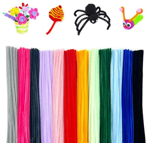 200 Stück Pfeifenreiniger Set, Bunt Pfeifenreiniger Chenilledraht 6mm*30 cm, Pfeifenputzerdraht für DIY Craft Projekte Chenilledraht Biegeplüsch zum Basteln und Dekorieren Pipe cleaners 12 Farben