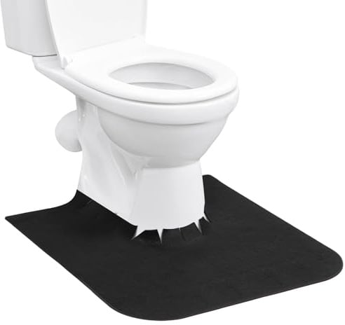 HBGOTL Upgrade Round Commode Potty Training Mats for Boys, Toilet Training Mats, Potty Training Toilet Rugs, Toilet Rugs u Shaped Washable,Toilet mats for Bathroom(4 Pack, Black)