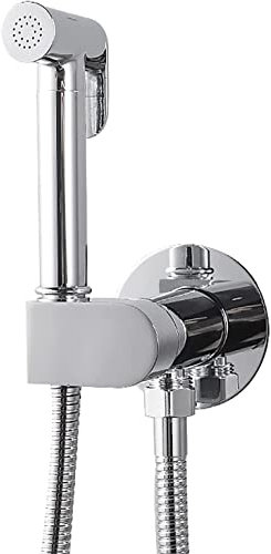 Handheld Bidet Sprayer for Toilet Hot and Cold Water Baby Cloth Diaper Sprayer Wall Mounted Brass Toilet Sprayer High Pressure Handheld Sprayer Kit for Personal Hygiene Cleaning,Black (Color : Chrome