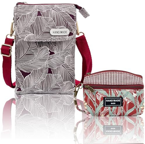 LHOEST Handytasche Zum Umhängen Mädchen Damen, Kleine Handy Umhängetasche mit Geldbörse und 2 Schultergurt, Klein Tasche Crossbody Bag mit Portemonnaie für Alltag, Schule, Einkauf Freie Hände