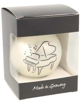 Glas-Weihnachtskugel mit Piano-Motiv, Ø ca. 8 cm (Silber matt)