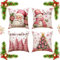 Weihnachten Kissenbezug 45x45cm, 4 Stück Weihnachten Dekorative Kissenhülle, Kissenhülle Weihnachten, Zierkissenbezug Cushion Cover für Weihnachtsdeko Christmas Bettwäsche Sofa Decorations, Rosa