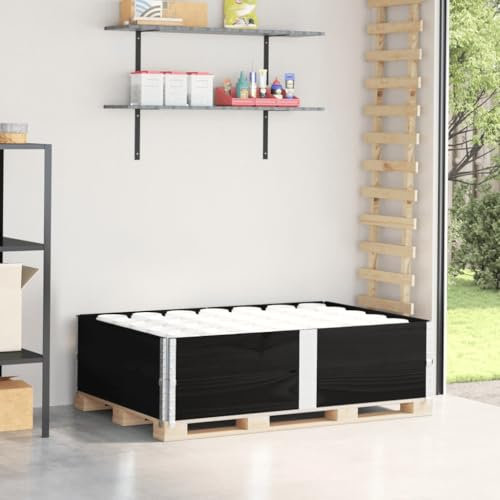 AUVYI Paletten-Rahmen 2 STK. 150x100x41 cm Pflanzkasten Palettenrahmen Gemüsebeet Kräuterbeet Pflanzbereichen aus Holz Pflanzbeet Hochbeet Gartenbeet Rechteckig Schwarz Kiefernholz