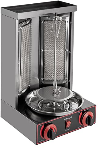 CLEADONG 3000W Gas Dönergrill, 220V Vertikaler Multigrill, 360° Rotations Hähnchengrill mit 12KG Kapazität, Edelstahl Gyros Grill für Familien, Grills, Restaurants