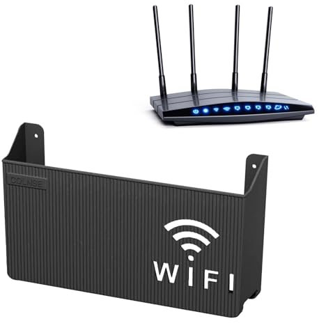 ZYEKIU Caja de Almacenamiento para Enrutador WiFi, Caja Router Pared Estante de Enrutador WiFi para Colgar, Montaje Pared Estante de Almacenamiento para Decoración WiFi Enrutador (Negro)