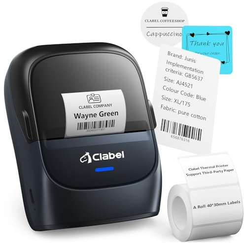 CLABEL Mini Portatile Stampante per Etichette: 221B Bluetooth Termica Etichettatrice Adesive Compatibile con iOS e Android Label Printer con 1 Rotolo di Etichette per Ufficio Casa Prezzo