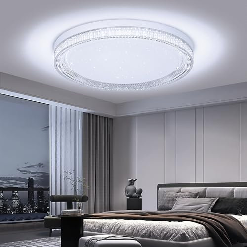 Kuwork Plafon Led Techo 48W 4800lm, Lampara Techo Cocina, IP44 Impermeable Lampara Dormitorio para Baño Sala Balcón, 6500K Blanco Frío, Ø30 cm