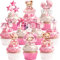 40 PCS Pink Teddy Bear Cupcake Toppers
