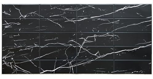 Grace Baltic Panneaux muraux 3D de qualité supérieure - Revêtement mural - Revêtement en PVC - Décoration murale - Autocollants muraux élastiques de 1 mm d'épaisseur (Marbre Noir)